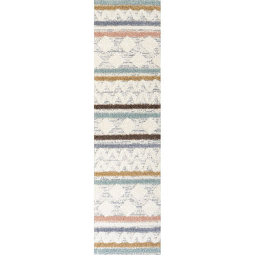 Faiza Moroccan Striped Geometric High-low Area Rug